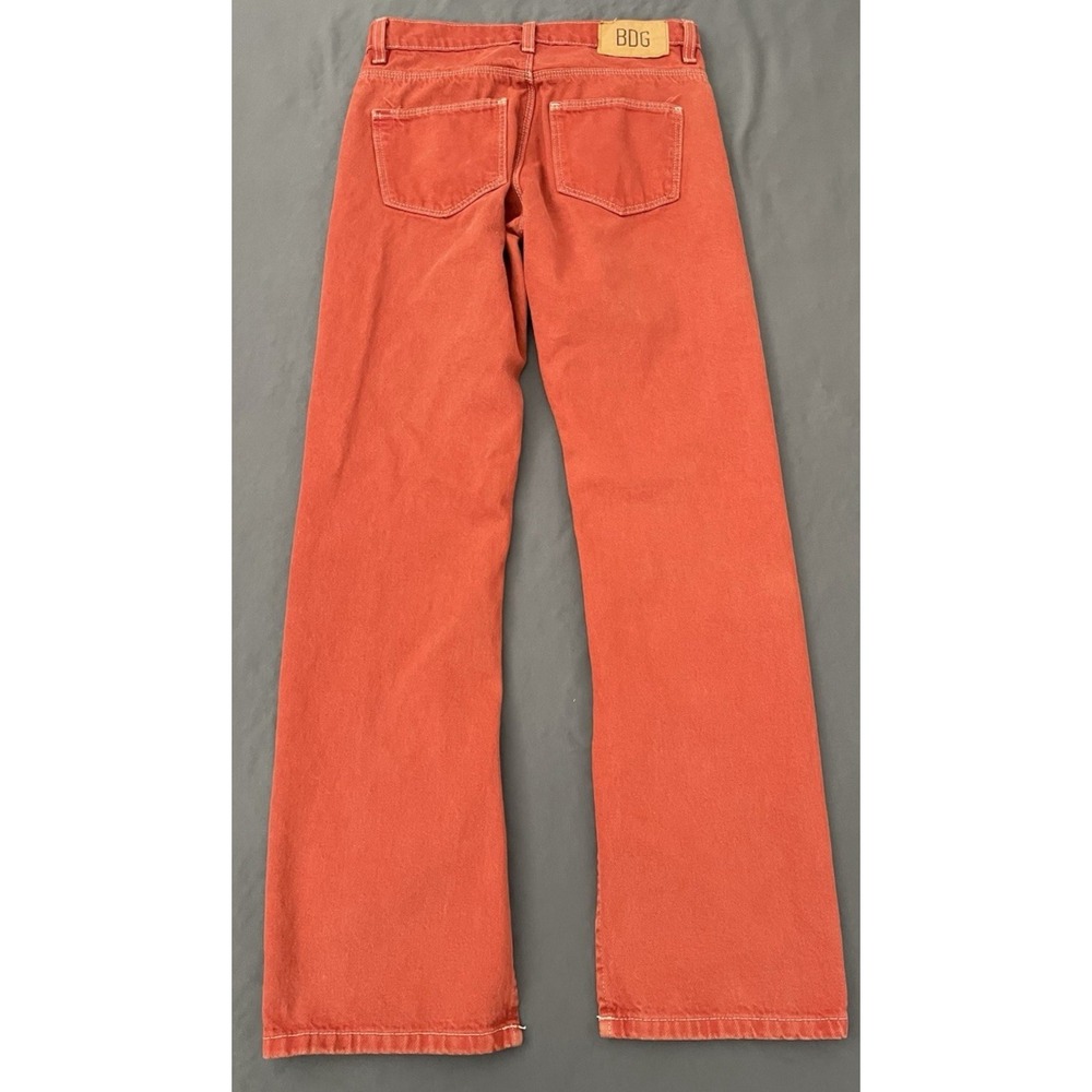 BDG Urban Outfitters Jeans Womens Sz 25 Coral Orange High Straight Leg Split Hem - Picture 7 of 15